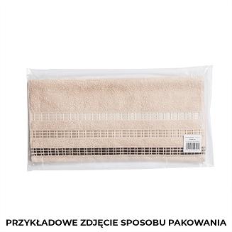Ręcznik bawełniany LUXURY 50x90 liliowy z bordiurą w geometryczne pasy