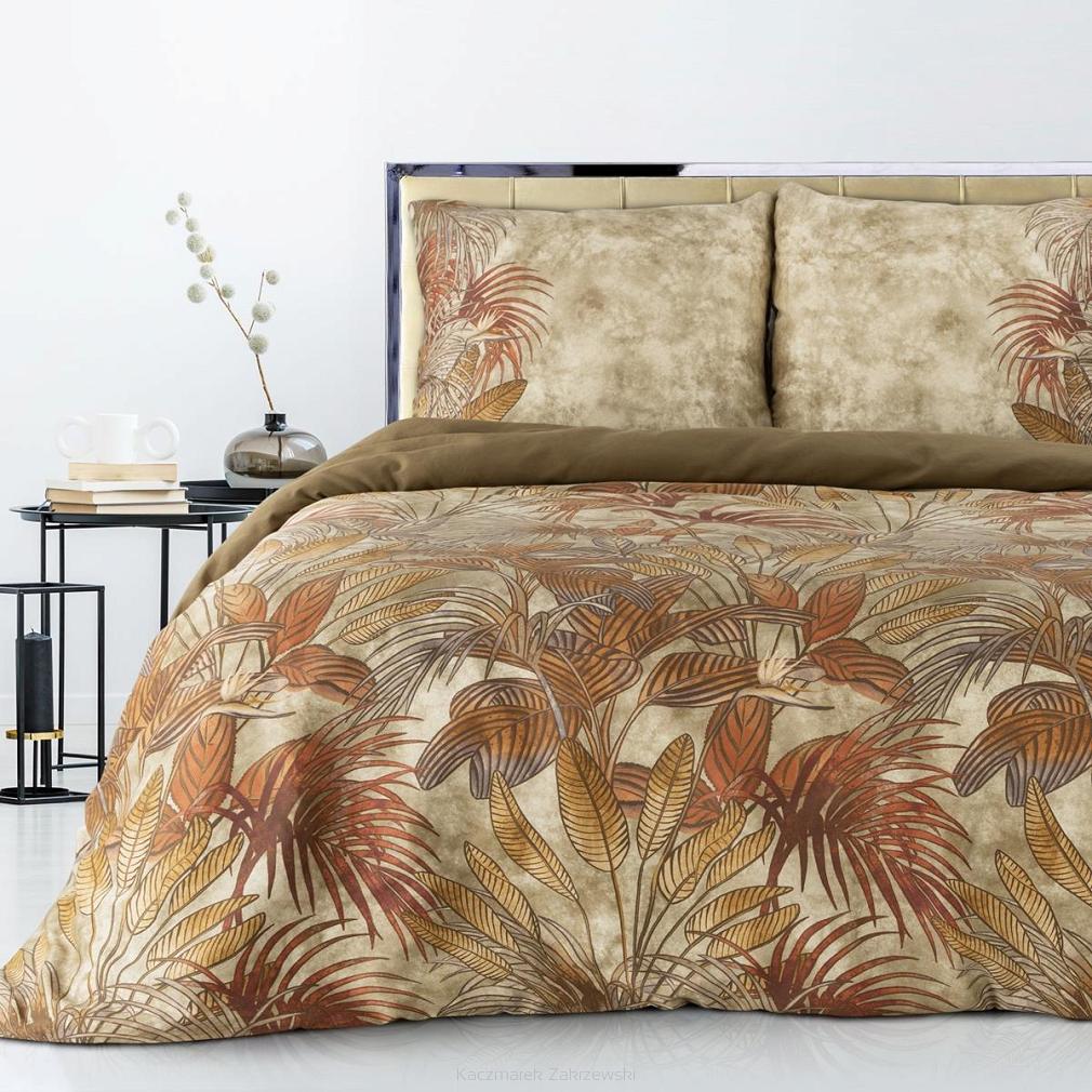 Pościel satynowa MARIKA 160x200 Eurofirany + PUDEŁKO beżowa brązowa