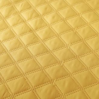 Narzuta dekoracyjna RUFFY 140x200 pikowana z falbanką musztardowa