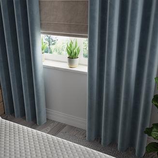 Zasłona gotowa na przelotkach VELVI 140x230 niebieska