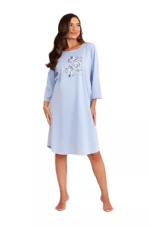 Koszula damska REGINA kod 2013 niebieska botaniczny nadruk z przodu