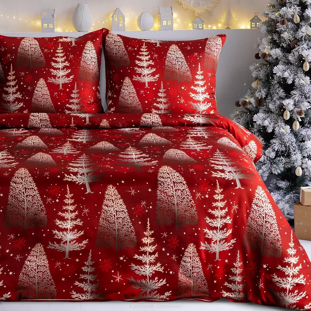 Komplet pościeli świąteczny POS 140x200 Eurofirany czerwony
