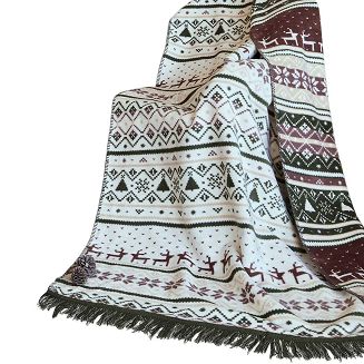 Koc bawełniano-akrylowy 150x200 Darymex kolorowy w świąteczne wzory