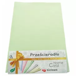 Prześcieradło bawełniane bez gumki 160x200 rubin seledynowe