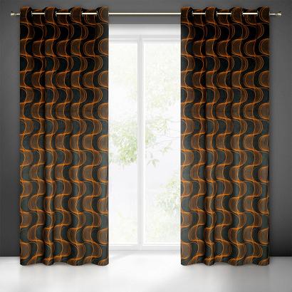 Zasłona gotowa na przelotkach POLA 140x250 Eurofirany czarno/ruda