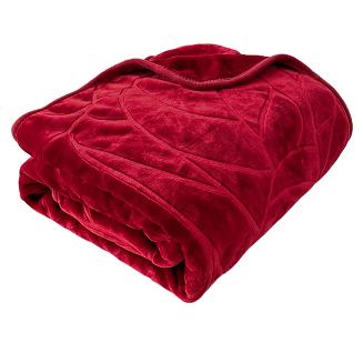 Koc akrylowy tłoczony LIV 200x220 gruby ciepły bordowy