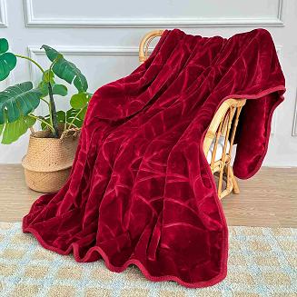 Koc akrylowy tłoczony LIV 200x220 gruby ciepły bordowy