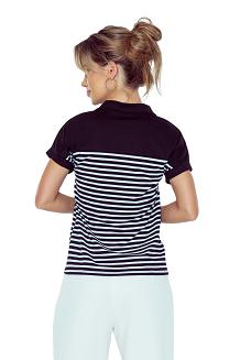 Bluzka damska w paski z kołnierzykiem Tatina czarna biała