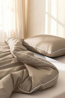 Pościel bambusowa 160x200 ciemnobeżowa z białą bizą