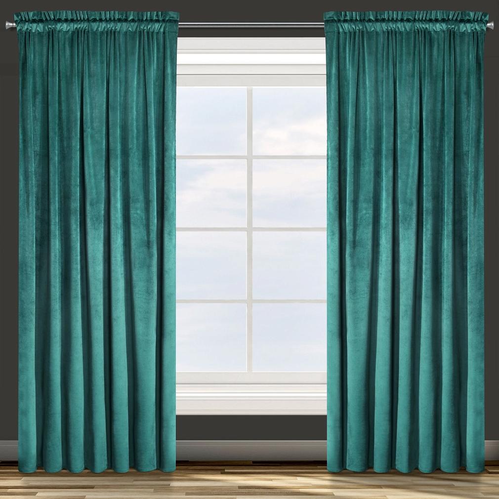 Zasłona gotowa na taśmie ROSA 140x300 Design91 turkusowy