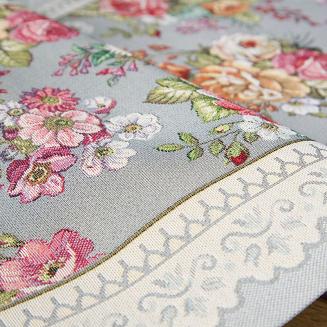 Obrus dekoracyjny gobelin 140x180 Eurofirany popielaty w róże