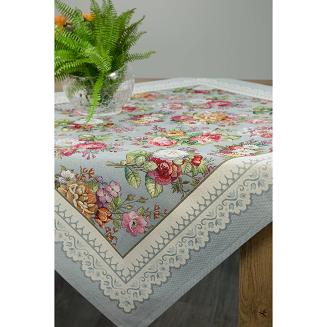Obrus dekoracyjny gobelin 140x180 Eurofirany popielaty w róże