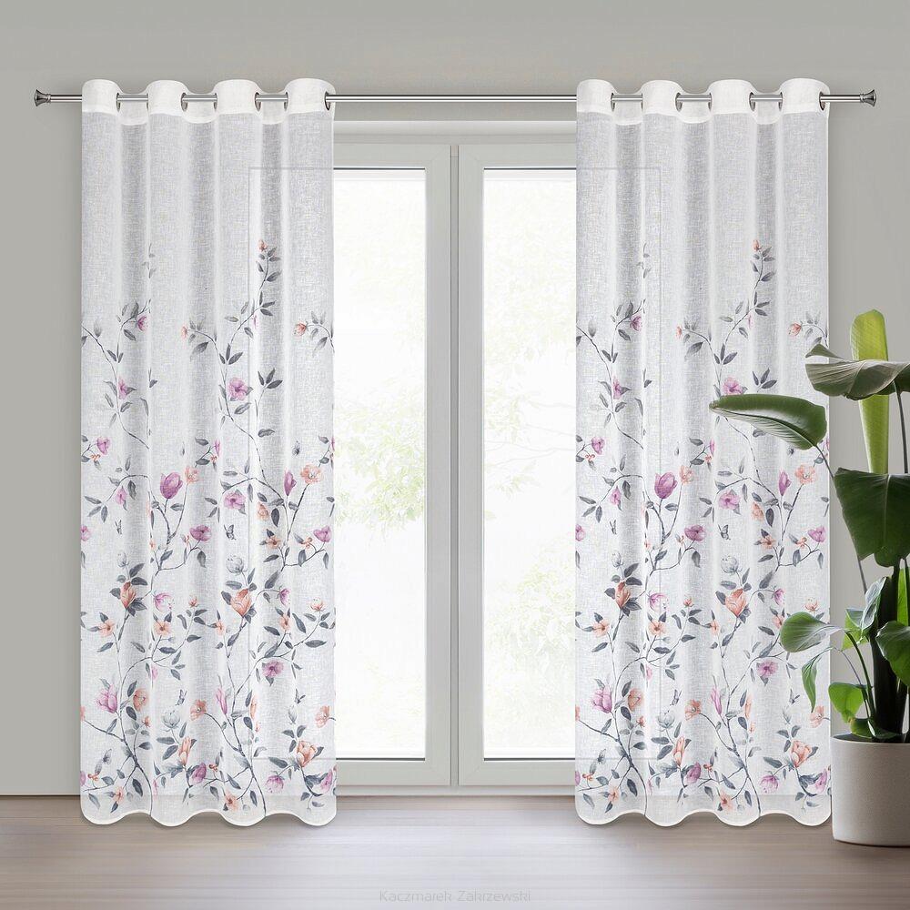 Zasłona gotowa na przelotkach ANTEA 140x250 Eurofirany biały