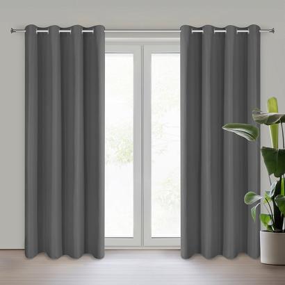 Zasłona gotowa na przelotkach ADARI 140x250 Eurofirany grafitowa gładka minimalistyczny design