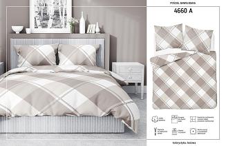 Pościel bawełniana 160x200 Detexpol beżowa biała duża krata