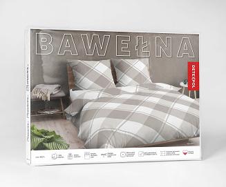 Pościel bawełniana 160x200 Detexpol beżowa biała duża krata