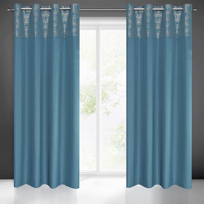 Zasłona gotowa na przelotkach DAFNE 140x250 Eurofirany niebieska + złota