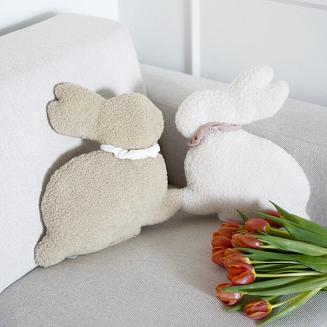 Poduszka dekoracyjna wielkanocna Królik z Bukli 37x37 Easter Bunny kremowa