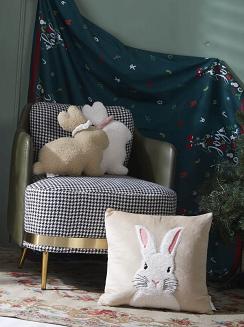 Poduszka dekoracyjna wielkanocna Królik z Bukli 37x37 Easter Bunny kremowa