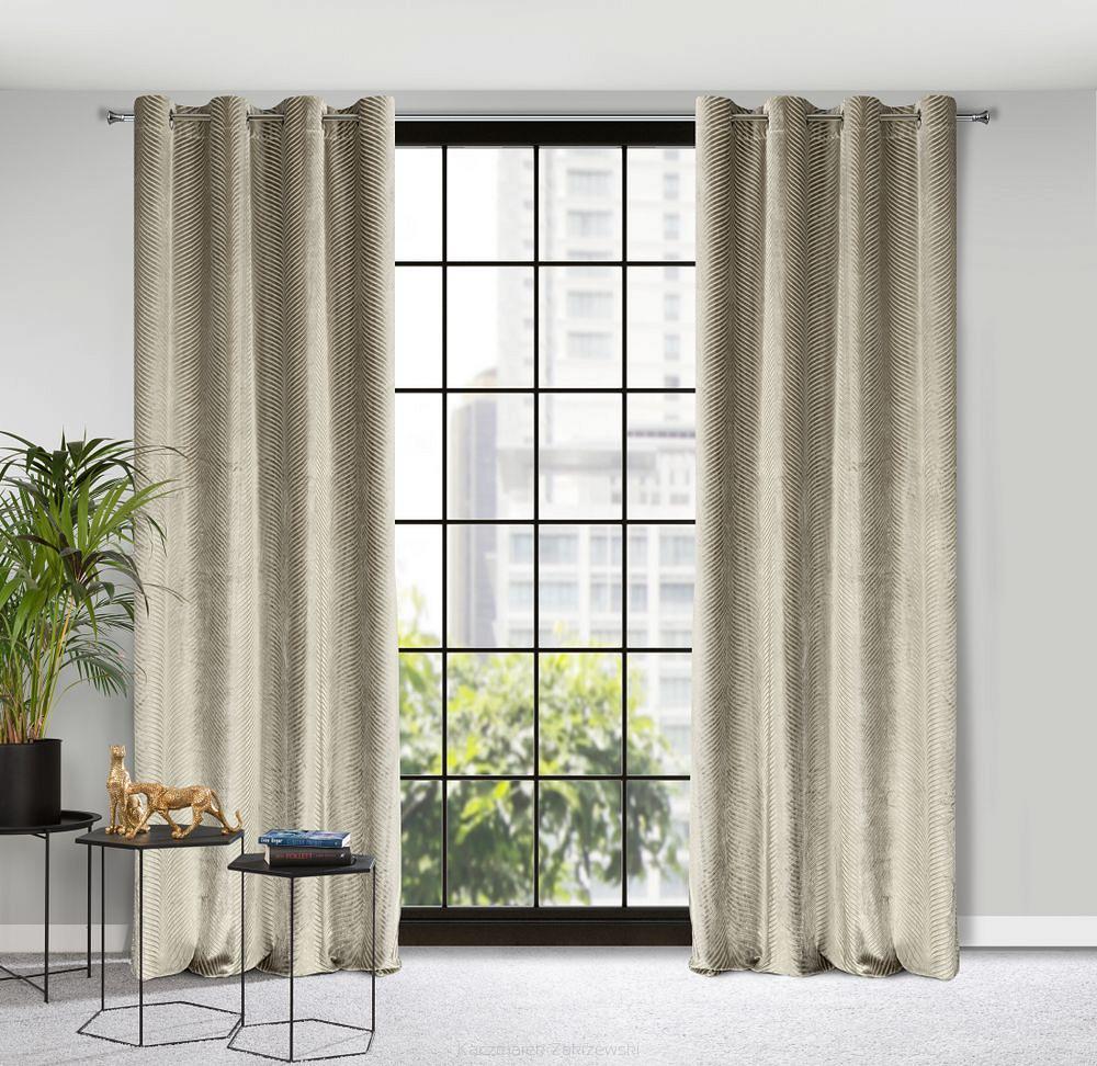 Zasłona gotowa na przelotkach LUSSI 140x250 Eurofirany ciemnobeżowy