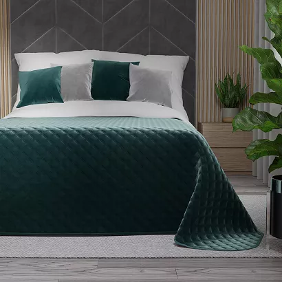 Narzuta dekoracyjna VELVI 170x210 pikowana w geometryczny wzór petrolowa