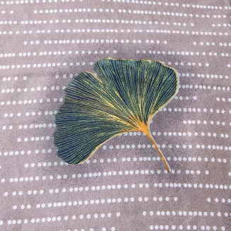 Pościel flanelowa FLANELOVE 180x200 liście miłorzębu na ciemnoszarym tle