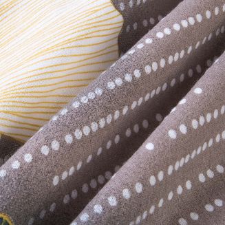 Pościel flanelowa FLANELOVE 180x200 liście miłorzębu na ciemnoszarym tle