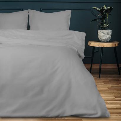 Pościel satyna bawełniana 160x200 jednobarwna popielata