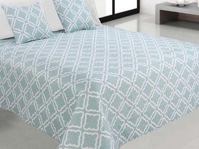 Narzuta dekoracyjna z poszewkami TAVIRA 220x240 błękitna niebieska kremowa ciasteczka