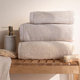 Ręcznik bawełniany LEON 50x90 strukturalne frotte jasnobeżowy