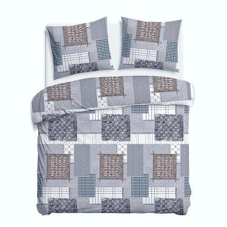 Pościel flanelowa FLANELOVE 160x200 szara biała beżowa patchwork