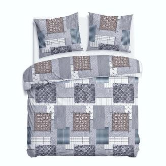 Pościel flanelowa FLANELOVE 160x200 szara biała beżowa patchwork
