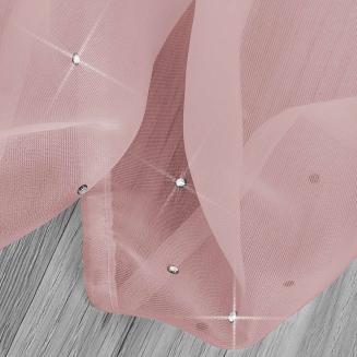 Zasłona gotowa na przelotkach CRYSTAL 140x250 pudrowa z kryształkami