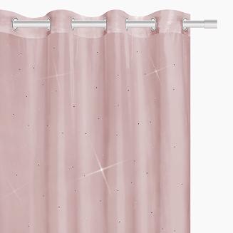 Zasłona gotowa na przelotkach CRYSTAL 140x250 pudrowa z kryształkami