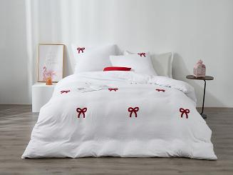 Biała dekoracyjna pościel w kokardki 220x200 CUTY KOKARDKI