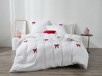 Biała dekoracyjna pościel w kokardki 220x200 CUTY KOKARDKI