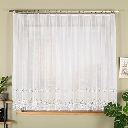 Firanka żakardowa gotowa na żabki JAGODA 300x160 biała