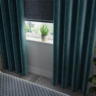 Zasłona gotowa na przelotkach VELVI 140x260 petrolowa