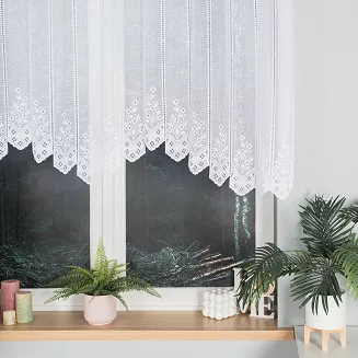 Firanka żakardowa gotowa na szelkach KLEMENTYNA 200x120 biała