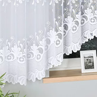 Firanka żakardowa gotowa na żabki KASJANA 500x160 biała