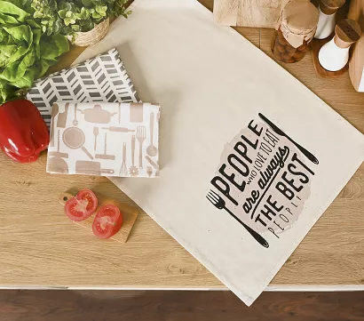 Komplet 3 ścierek kuchennych BEST PEOPLE 40x60 jasnobeżowy brązowy czarny