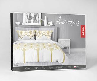 Pościel satynowa 160x200 Detexpol biała złota ze wzorem art deco