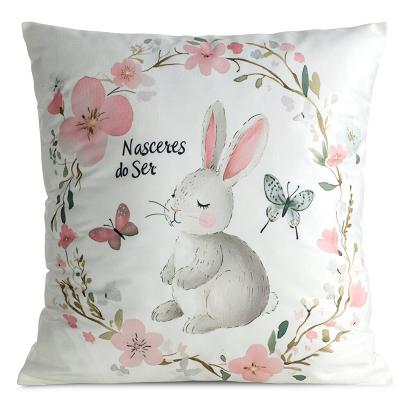 Poszewka dekoracyjna WIOSNA 45x45 Eurofirany biała szara różowa wielkanocny króliczek