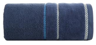 Ręcznik bawełniany z welurową bordiurą w ozdobne paseczki NEL 70x140 Eurofirany granatowy