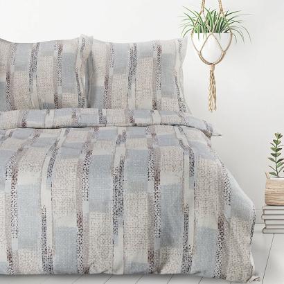 Pościel ALLISON 200x220 Design91 beżowa niebieska szara geometryczna akwarela