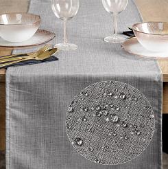 Bieżnik dekoracyjny wodoodporny KATE 40x140 Eurofirany srebrny strukturalna faktura