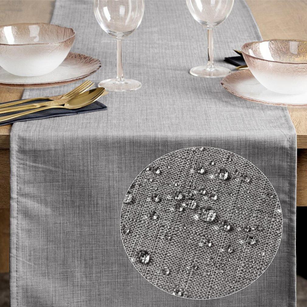 Bieżnik dekoracyjny wodoodporny KATE 40x140 Eurofirany srebrny strukturalna faktura