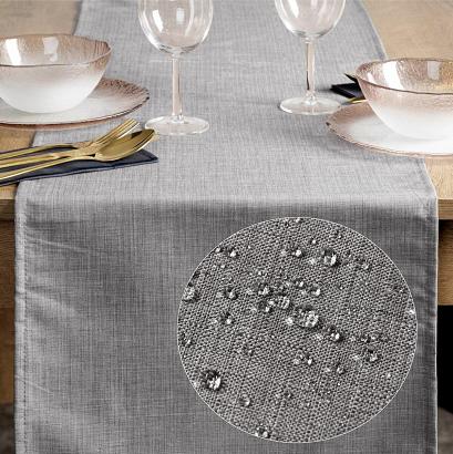 Bieżnik dekoracyjny wodoodporny KATE 40x140 Eurofirany srebrny strukturalna faktura