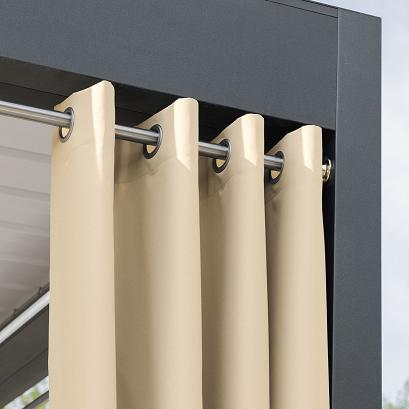 Zasłona gotowa na przelotkach GARDENIA 140x250 wodoodporna ogrodowa ciemnokremowa