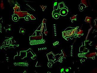 Koc świecący w ciemności 150x200 fluorescencyjny kolorowe koparki niebieski